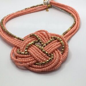 NWT Coral and Gold Beaded Necklace